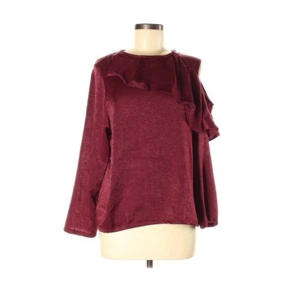 Harlowe & Graham Ruffled Cutout Red Blouse - Picture 2 of 9